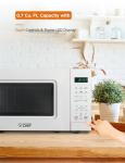 Commercial Chef 0.7 Cu. Ft. Countertop Microwave Oven, Touch Controls with Digital LED Display, 700W Small Microwave with 10” Turntable Plate, Push Button Door, 10 Power Levels, CHM7MW, White