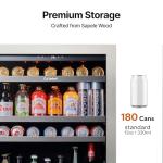 Ca'Lefort 24 Inch Beverage Refrigerator - 180 Can Beverage Fridge with 34°-54°F, Built in or Freestanding Beverage Cooler with Glass Door and 3 LED, Drink Fridge for Home/Kitchen(5.65 cu.ft)