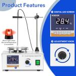 VOEDOR 85-2 Digital Display Magnetic Stirrer with 4 Magnetic Stir Bars – Magnetic Stirrer Hot Plate, 0-2000 RPM Lab Stirring System with Temperature Probe, Stainless Steel Plate & Stand Support