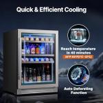 Ca'Lefort 24 Inch Beverage Refrigerator - 180 Can Beverage Fridge with 34°-54°F, Built in or Freestanding Beverage Cooler with Glass Door and 3 LED, Drink Fridge for Home/Kitchen(5.65 cu.ft)