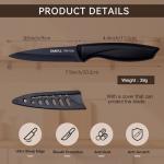 EMERZ Paring Knife with Cover Sheath, Black,3.5 Inch Stainless Steel Fruit and Vegetable Knife, Paring Knives Set of 6, Ultra Sharp Small Kitchen Knife with PP Plastic Ergonomic Handle.