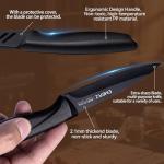 EMERZ Paring Knife with Cover Sheath, Black,3.5 Inch Stainless Steel Fruit and Vegetable Knife, Paring Knives Set of 6, Ultra Sharp Small Kitchen Knife with PP Plastic Ergonomic Handle.