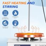 VOEDOR 85-2 Digital Display Magnetic Stirrer with 4 Magnetic Stir Bars – Magnetic Stirrer Hot Plate, 0-2000 RPM Lab Stirring System with Temperature Probe, Stainless Steel Plate & Stand Support