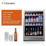 Ca'Lefort 24 Inch Beverage Refrigerator - 180 Can Beverage Fridge with 34°-54°F, Built in or Freestanding Beverage Cooler with Glass Door and 3 LED, Drink Fridge for Home/Kitchen(5.65 cu.ft)