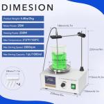 VOEDOR 85-2 Digital Display Magnetic Stirrer with 4 Magnetic Stir Bars – Magnetic Stirrer Hot Plate, 0-2000 RPM Lab Stirring System with Temperature Probe, Stainless Steel Plate & Stand Support