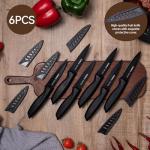 EMERZ Paring Knife with Cover Sheath, Black,3.5 Inch Stainless Steel Fruit and Vegetable Knife, Paring Knives Set of 6, Ultra Sharp Small Kitchen Knife with PP Plastic Ergonomic Handle.
