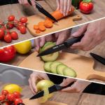 EMERZ Paring Knife with Cover Sheath, Black,3.5 Inch Stainless Steel Fruit and Vegetable Knife, Paring Knives Set of 6, Ultra Sharp Small Kitchen Knife with PP Plastic Ergonomic Handle.