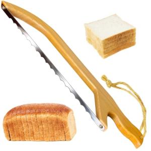 Sanyakti Serrated Bread Knife, Bread Slicer for Homemade Bread, Premium Wooden Handle Stainless Steel Saw Sourdough Bread Knife Simple Use 14.5 in (Updated Version)