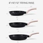 CAROTE Non Stick Frying Pan Skillet Set, Omelet Pan, Healthy Non Toxic Granite Chef Pan, Induction Compatible Egg Frying Pan with Heat-Resistant Handle, PFOA-Free,Black, 8"+10"+12"