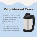 Almond Cow Nut Milk Maker Machine, Plant-Based Milk Maker for Almond, Oat, Cashew, Soy Milk, Stainless Steel, No Straining Needed - Makes 5-6 Cups, 120V