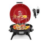 Outvita Indoor/Outdoor Electric Grill, 1600W Portable Removable Stand Grill with Double Layer Design for Countertops, BBQ, Patio & Backyard (Red)