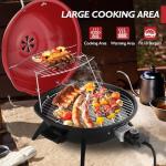 Outvita Indoor/Outdoor Electric Grill, 1600W Portable Removable Stand Grill with Double Layer Design for Countertops, BBQ, Patio & Backyard (Red)