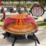Outvita Indoor/Outdoor Electric Grill, 1600W Portable Removable Stand Grill with Double Layer Design for Countertops, BBQ, Patio & Backyard (Red)