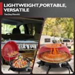 Outvita Indoor/Outdoor Electric Grill, 1600W Portable Removable Stand Grill with Double Layer Design for Countertops, BBQ, Patio & Backyard (Red)