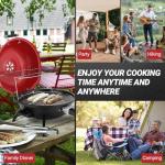 Outvita Indoor/Outdoor Electric Grill, 1600W Portable Removable Stand Grill with Double Layer Design for Countertops, BBQ, Patio & Backyard (Red)