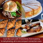 MegaChef 30 Quart Digital French Door Multi-Function Convection Toaster Oven with Rotisserie Set & Toast, Bagel, Pizza, Bake, Roast, Broil, Cookies, Dehydrate & More Presets