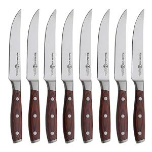 Messermeister Avanta Forged 5” Fine Edge Steak Knife Set - Pack of 2 - German X50 Stainless Steel - Rust Resistant & Easy to Maintain - 8 Steak Knives Total