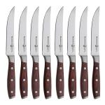 Messermeister Avanta Forged 5” Fine Edge Steak Knife Set - Pack of 2 - German X50 Stainless Steel - Rust Resistant & Easy to Maintain - 8 Steak Knives Total