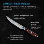 Messermeister Avanta Forged 5” Fine Edge Steak Knife Set - Pack of 2 - German X50 Stainless Steel - Rust Resistant & Easy to Maintain - 8 Steak Knives Total
