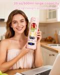 Nimbelephant Personal Portable Blender - Smoothies & Shakes - 20Oz/600ml Large Capacity High Power Cordless Blender (Pink)
