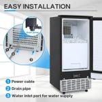 ICEPURE 15“ Under Counter Ice Maker, Built-in/Commercial Ice Machine with Drain Pump, 90 Lbs/24H, Auto-Cleaning, 24H Timer, 26Lbs Storage, Stainless Steel, Perfect for Commercial & Home