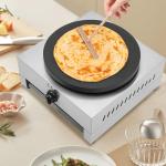 JINHZIXIU 16Inch Gas Crepe Maker Commercial Pancake Maker Stainless Steel Flat Plate Crepe Griddle Pancake Making Machine with Drawer & Scraper for Restaurant, Canteen