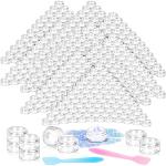 MotBach 200 Pack 5g Plastic Jars with Lids, 5ml Round Clear Cosmetic Containers Makeup Jars, 5gram Travel Size Container Jar with Spatulas for Makeup Sample Lotion Cream Ointment Salve Balm Powder