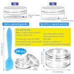 MotBach 200 Pack 5g Plastic Jars with Lids, 5ml Round Clear Cosmetic Containers Makeup Jars, 5gram Travel Size Container Jar with Spatulas for Makeup Sample Lotion Cream Ointment Salve Balm Powder