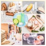 MotBach 200 Pack 5g Plastic Jars with Lids, 5ml Round Clear Cosmetic Containers Makeup Jars, 5gram Travel Size Container Jar with Spatulas for Makeup Sample Lotion Cream Ointment Salve Balm Powder