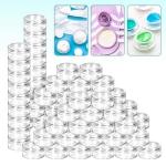 MotBach 200 Pack 5g Plastic Jars with Lids, 5ml Round Clear Cosmetic Containers Makeup Jars, 5gram Travel Size Container Jar with Spatulas for Makeup Sample Lotion Cream Ointment Salve Balm Powder