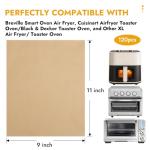 BYKITCHEN 11 x 9in Air Fryer Parchment Paper Sheet Liners Compatible with Breville Smart Oven Air Fryer Pro BOV900BSS/ Cuisinart Airfryer Toaster Oven, Airfryer Toaster Combo Accessories(120pcs)