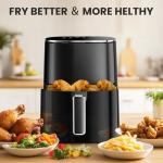 NEWBULIG Air Fryer, 6QT Square Airfryer with Visual Window, 400℉ Fast Heating Air Fryers Oven with Timer, Auto-Off, Non Toxic & Non Stick, Multiple 12 Modes for Roast, Bake, Dehydrate, Fry, Reheat