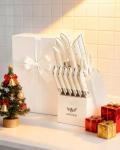Haugo Kitchen Knife Set with Block: 14-Piece German Stainless Steel Full Tang Professional Knife - Comfortable Grip Reduces Hand Fatigue 30% - Dishwasher Safe & Sharpener - White Knife Set for Cooking