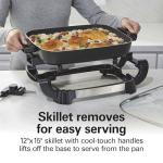 Hamilton Beach Durathon Reversible Ceramic Skillet, 12"x15" Removable Reversible Pan, R25824 (Renewed)