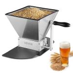 VEVOR Manual Grain Mill, Homebrew Malt Grinder, Adjustable Barley Mill Crusher for Wheat Beer Brewing - with 2 Stainless Steel Rollers, 1.06 Gallon Hopper & Metal Base Plate