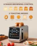 Zachvo 2 Slice Toaster with Smart Touchscreen & Digital Countdown Timer, 1.5" Wide Slot Toaster for Bagels & Bread, 6 Shade Settings, Memory, Defrost & Reheat, Slim Stainless Steel Design for Kitchen
