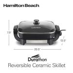 Hamilton Beach Durathon Reversible Ceramic Skillet, 12"x15" Removable Reversible Pan, R25824 (Renewed)