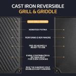 EWFEN Reversible Grill/Griddle, 16.7x9.5'' Pre-Seasoned Cast Iron Griddle Pan, Double Burner Cookware, Rectangular Non-Stick Stovetop Griddle with Handles, Flat Top Plate for Oven, Grill & Campfire