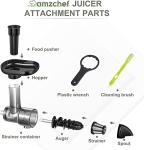 Masticating Juicer Attachment for All Kitchen Aid Stand Mixers, Easy to Clean Slow Juicing Parts, Cold Press Accessories for Fruits & Vegetables, Machine not Included, Black