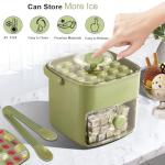 Ice Cube Tray with Lid & Bin Ice Maker Ice Trays for Freezer Ice Container- Reusable Ice Mold for Whiskey, Cocktail, Coffee, Beer Drinks with Ice Trays Ice Tongs (Green)