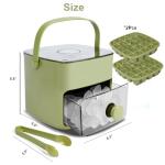 Ice Cube Tray with Lid & Bin Ice Maker Ice Trays for Freezer Ice Container- Reusable Ice Mold for Whiskey, Cocktail, Coffee, Beer Drinks with Ice Trays Ice Tongs (Green)