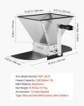 VEVOR Manual Grain Mill, Homebrew Malt Grinder, Adjustable Barley Mill Crusher for Wheat Beer Brewing - with 2 Stainless Steel Rollers, 1.06 Gallon Hopper & Metal Base Plate
