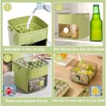 Ice Cube Tray with Lid & Bin Ice Maker Ice Trays for Freezer Ice Container- Reusable Ice Mold for Whiskey, Cocktail, Coffee, Beer Drinks with Ice Trays Ice Tongs (Green)