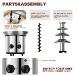 Chocolate Fountain, 4 Tiers Electric Melting Machine Chocolate Fondue Fountain Set with 4pcs Stainless Steel Forks, 4-Pound Capacity for Nacho Cheese, BBQ Sauce, Ranch