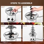 Chocolate Fountain, 4 Tiers Electric Melting Machine Chocolate Fondue Fountain Set with 4pcs Stainless Steel Forks, 4-Pound Capacity for Nacho Cheese, BBQ Sauce, Ranch