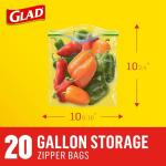 Glad Zipper Food Storage Zipper Bags - Gallon - 20 Count