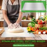 Stainless Steel Cutting Boards with Lip for Kitchen, Metal Chopping Board, Large Countertop Cutting Board for Meat, Fruits, Vegetables, Bread Noodle, Pizza and Baking(COLOR:silver)
