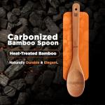 Riveira Dark Bamboo Wooden Spoons for Cooking 6-Piece, Apartment Essentials Wood Spatula Spoon Nonstick Kitchen Utensil Set Premium Quality Housewarming Gifts for Everyday Use