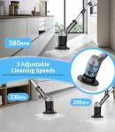 Electric Spin Scrubber with 3 Speed, Adjustable Extension Handle, 8 Brush Heads,Cordless Power Cleaning Brush for Bathroom, Tile, Kitchen-Grey