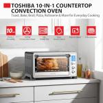 TOSHIBA 10-in-1 Convection Toaster Oven, 6-Slice Countertop Oven, 1500W with Toast, Bake, Broil, Rotisserie & Pizza Functions, LCD Knob Controls, 6 Accessories, Stainless Steel